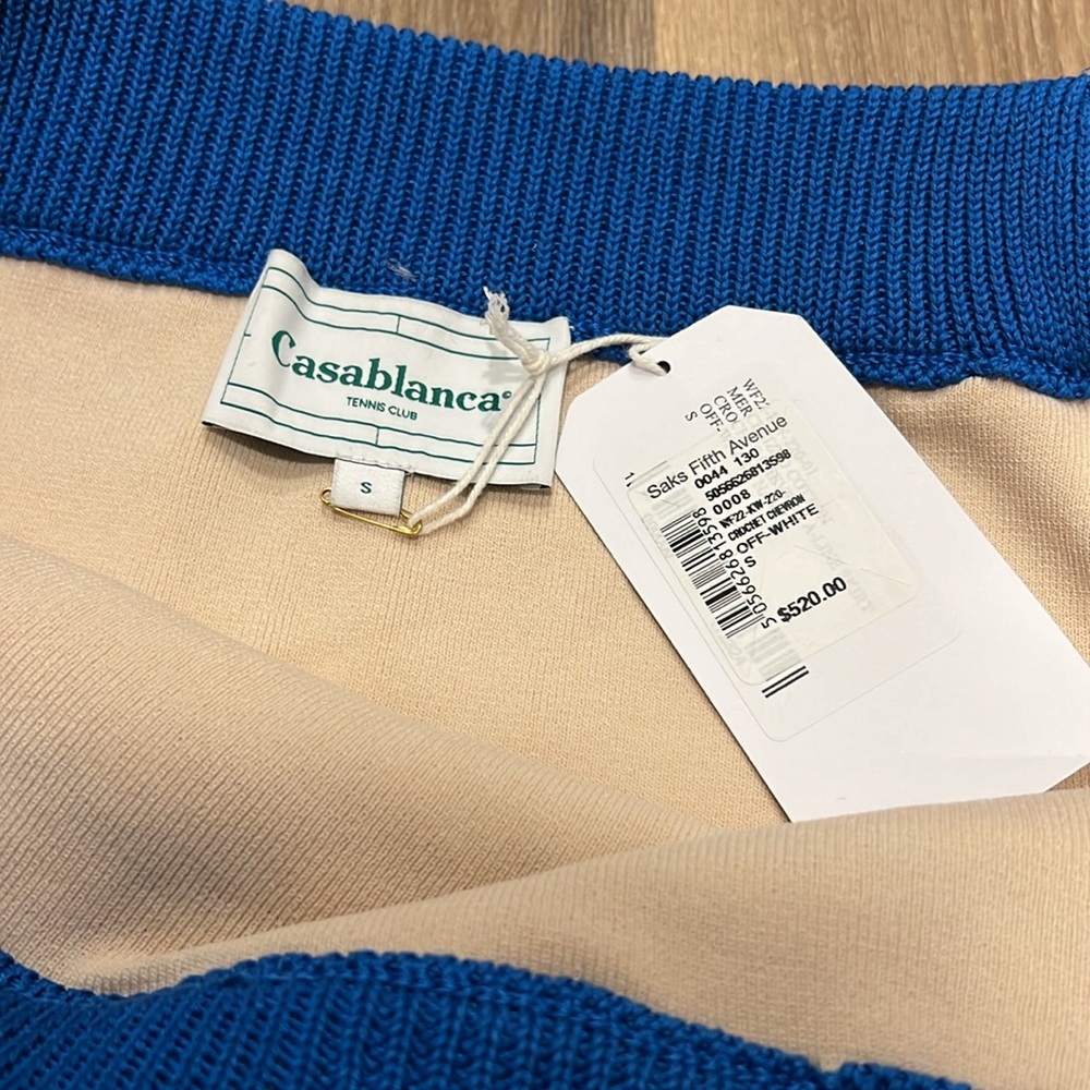 CASABLANCA CROCHET CHEVRON A-LINE SKIRT OFF-WHITE AND NAVY (Small) - Picture 8 of 8